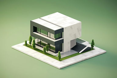 screenshot of a 3D model of an architecture surrounded by trees