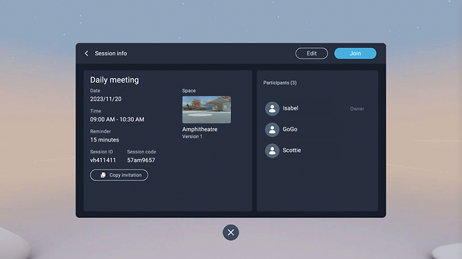 View the schedule in VIVERSE for Business