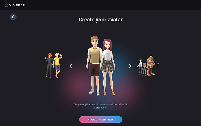 Metaverse avatar maker for VIVERSE featuring different kinds of avatar styles.