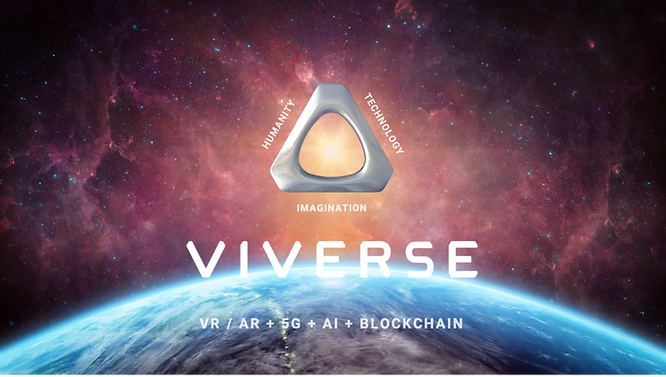 Concept for VIVERSE, the metaverse platform that combines XR technologies with 5G, AI, and blockchain.