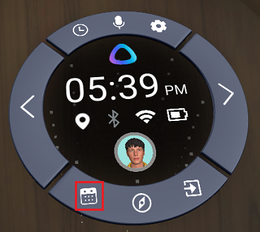 On a VR headset, open the VIVERSE Menu and select “Calendar”
