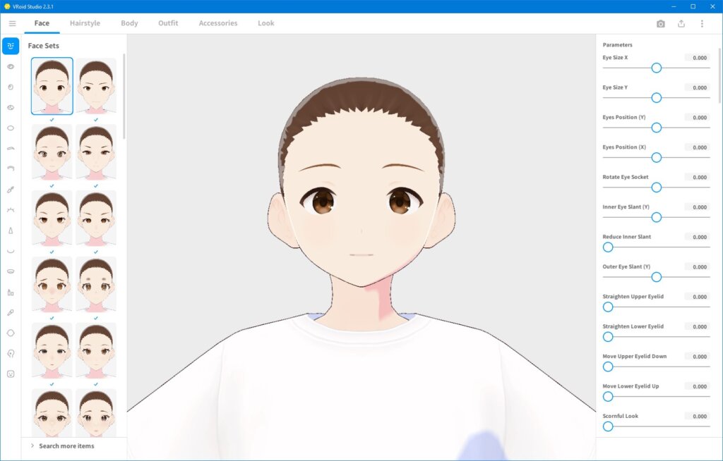 The default model selected and depicted is the Fem model on first load in VRoid Studio.