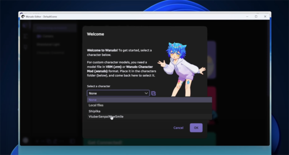 Follow the guide's instructions on how to locate and add your VRM to Warudo to get started setting up your motion capture.