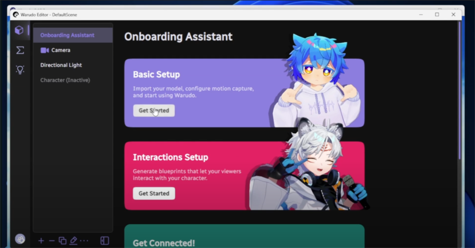 Warudo's Onboarding Assistant is a great way to walk through the setup process for motion capture.