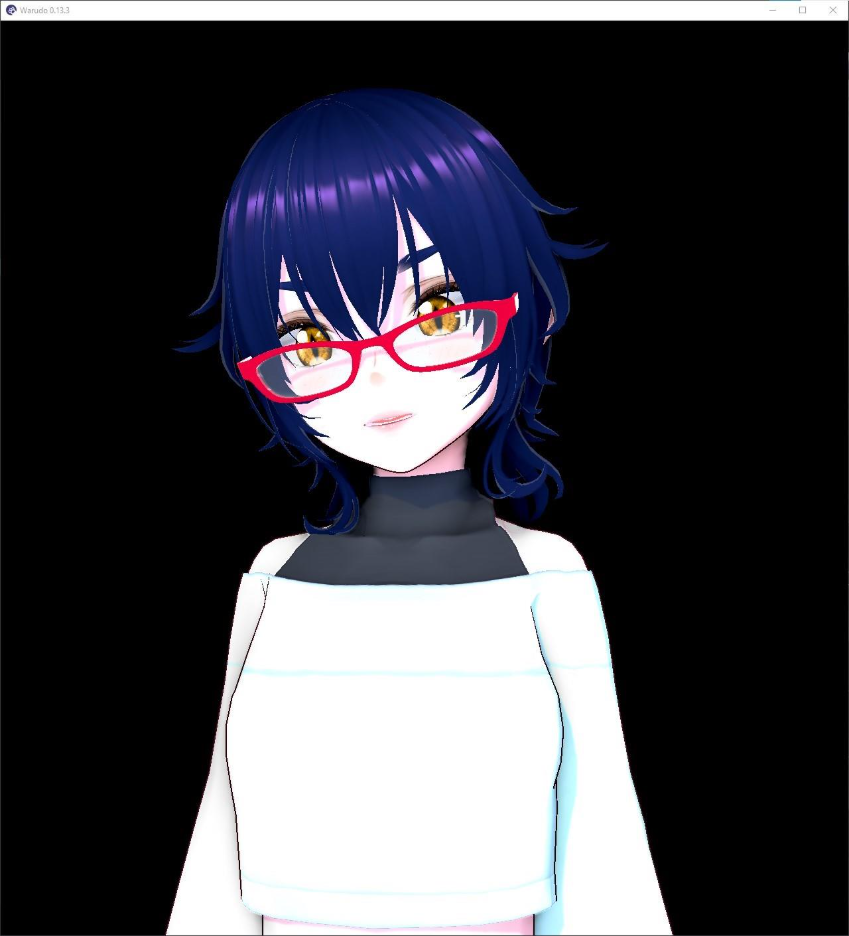 Our VRoid model that we'll use for streaming as a VTuber is all set in Warudo with motion capture enabled.