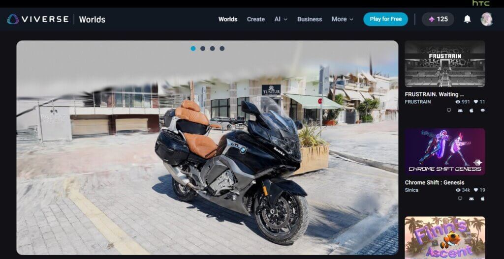 A screenshot of the BMW K 1600 GTL 3D scan hosted on VIVERSE.