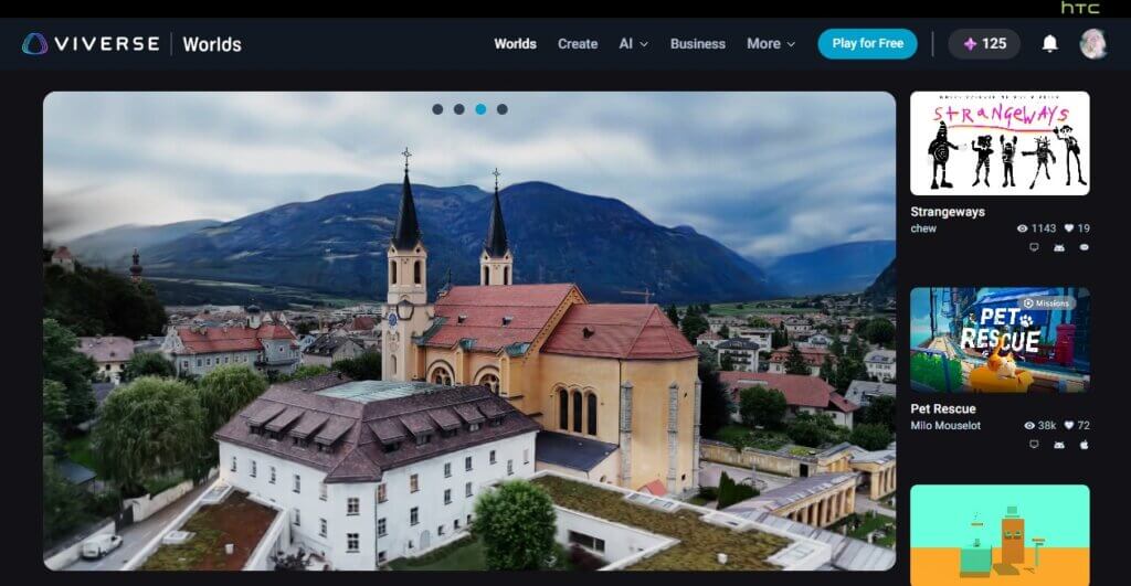 A screenshot of the Sacred Spaces 3D scan of a church, hosted on VIVERSE.