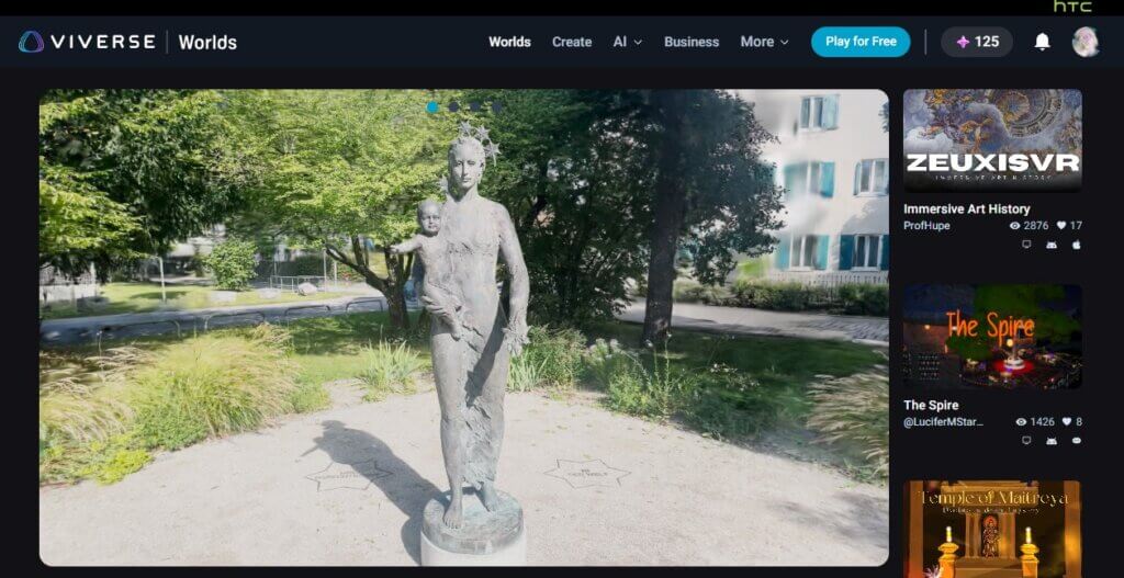 A screenshot of the Sculpture Garden 3D scan, hosted on VIVERSE.