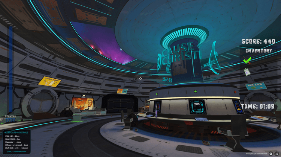 Ship Happens escape room game on VIVERSE showing spaceship interior puzzle environment