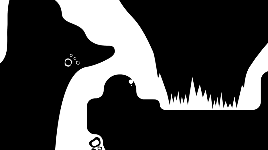 OVIVO puzzle platformer on VIVERSE with high-contrast black and white level design