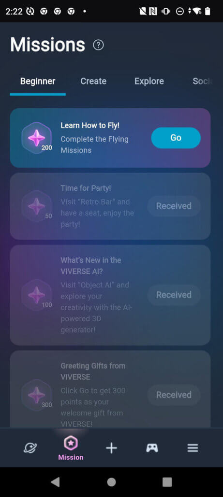 The Mission page organizes all your active and completed challenges in one view.