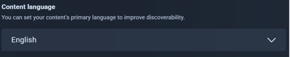 VIVERSE content language setting with a dropdown set to English.