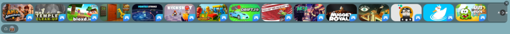 The VIVERSE logo icon on a content detail page, expanded into a horizontal carousel of recommended games.
